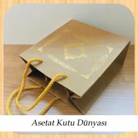 15.5x17x8 Ölçülü Kraft Üzerine Gold Saray Desenli Karton Çanta