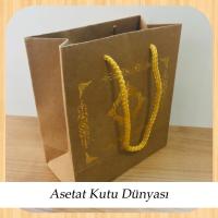 15.5x17x8 Ölçülü Kraft Üzerine Gold Saray Desenli Karton Çanta