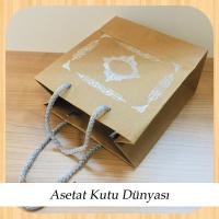 15.5x17x8 Ölçülü Kraft Üzerine Gümüş Saray Desenli Karton Çanta