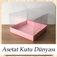 15x15x10 Altı Pembe Karton Üstü Asetat Kutu