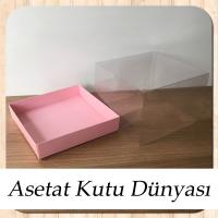 15x15x10 Altı Pembe Karton Üstü Asetat Kutu