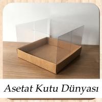 15x15x10 Altı Kraft Karton Üstü Asetat Kutu