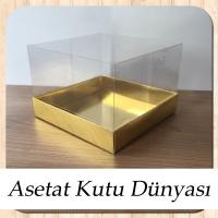 15x15x10 Altı Gold Metalize Karton Üstü Asetat Kutu