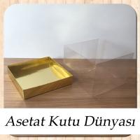 15x15x10 Altı Gold Metalize Karton Üstü Asetat Kutu