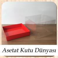 15x15x10 Altı Kırmızı Karton Üstü Asetat Kutu