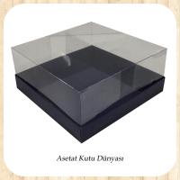 15x15x10 Altı Lacivert Karton Üstü Asetat Kutu