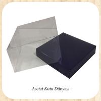 15x15x10 Altı Lacivert Karton Üstü Asetat Kutu