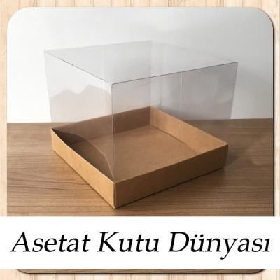 15x15x12 Altı Kraft Karton Üstü Asetat Kutu
