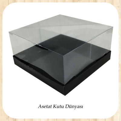 15x15x12 Altı Siyah Karton Üstü Asetat Kutu