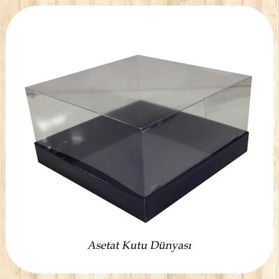 15x15x12 Altı Lacivert Karton Üstü Asetat Kutu