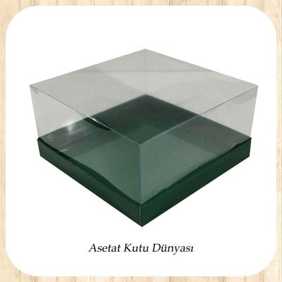 15x15x12 Altı Yeşil Karton Üstü Asetat Kutu