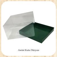 15x15x12 Altı Yeşil Karton Üstü Asetat Kutu