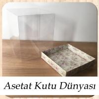 15x15x17.5 Altı Sümbül Desenli Karton Üstü Asetat Kutu