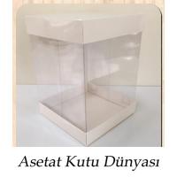 15X15X20 Asetat, Çift Taraflı Beyaz Karton Kutu