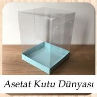 15x15x20 Altı Mavi Karton Üstü Asetat Kutu