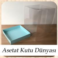 15x15x20 Altı Mavi Karton Üstü Asetat Kutu