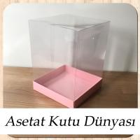 15x15x20 Altı Pembe Karton Üstü Asetat Kutu