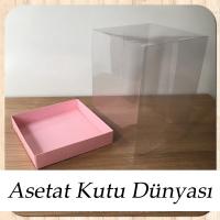 15x15x20 Altı Pembe Karton Üstü Asetat Kutu