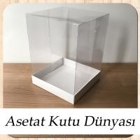 15x15x20 Altı Beyaz Karton Üstü Asetat Kutu