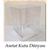 15x15x20 Altı Beyaz Karton Üstü Asetat Kutu