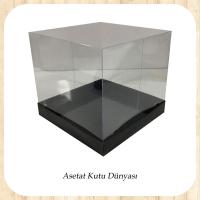 15x15x20 Altı Siyah Karton Üstü Asetat Kutu