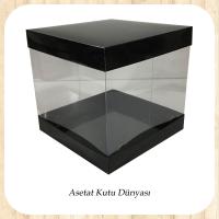 15X15X20 Asetat, Çift Taraflı Siyah Karton Kutu