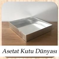 15x15x3 Altı Gümüş Metalize Karton Üstü Asetat Kutu