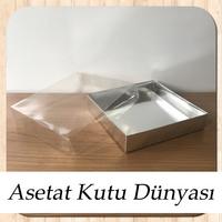 15x15x3 Altı Gümüş Metalize Karton Üstü Asetat Kutu