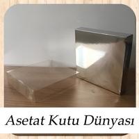 15x15x3 Altı Gümüş Metalize Karton Üstü Asetat Kutu