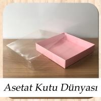 15x15x3 Altı Pembe Karton Üstü Asetat Kutu