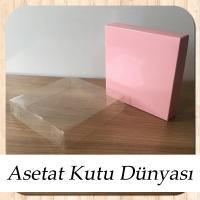 15x15x3 Altı Pembe Karton Üstü Asetat Kutu
