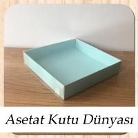 15x15x3 Altı Mavi Karton Üstü Asetat Kutu