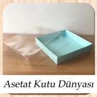 15x15x3 Altı Mavi Karton Üstü Asetat Kutu