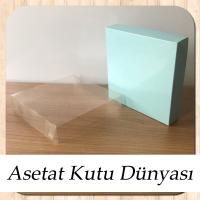 15x15x3 Altı Mavi Karton Üstü Asetat Kutu