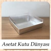 15x15x5 Altı Gümüş Metalize Karton Üstü Asetat Kutu