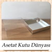 15x15x5 Altı Gümüş Metalize Karton Üstü Asetat Kutu