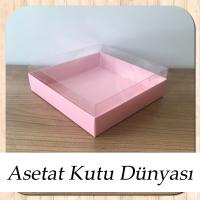 15x15x5 Altı Pembe Karton Üstü Asetat Kutu