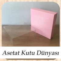 15x15x5 Altı Pembe Karton Üstü Asetat Kutu