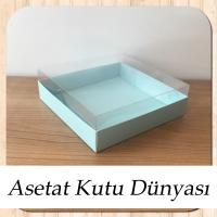 15x15x5 Altı Mavi Karton Üstü Asetat Kutu