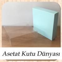 15x15x5 Altı Mavi Karton Üstü Asetat Kutu