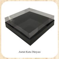 15x15x5 Altı Siyah Karton Üstü Asetat Kutu