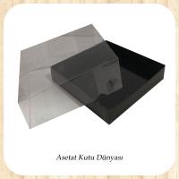 15x15x5 Altı Siyah Karton Üstü Asetat Kutu