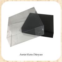 15x15x5 Altı Siyah Karton Üstü Asetat Kutu