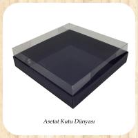 15x15x5 Altı Lacivert Karton Üstü Asetat Kutu