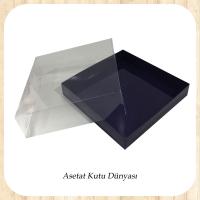 15x15x5 Altı Lacivert Karton Üstü Asetat Kutu