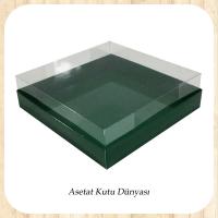 15x15x5 Altı Yeşil Karton Üstü Asetat Kutu