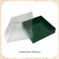15x15x5 Altı Yeşil Karton Üstü Asetat Kutu