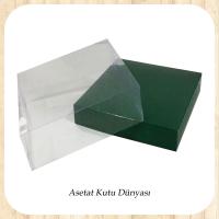15x15x5 Altı Yeşil Karton Üstü Asetat Kutu