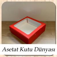 15x15x5 Kırmızı Pencereli Karton Kutu