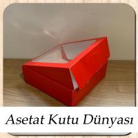 15x15x5 Kırmızı Pencereli Karton Kutu